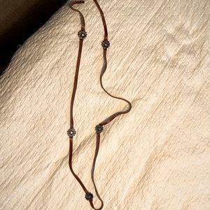 Thin Brown Leather Flower Belt